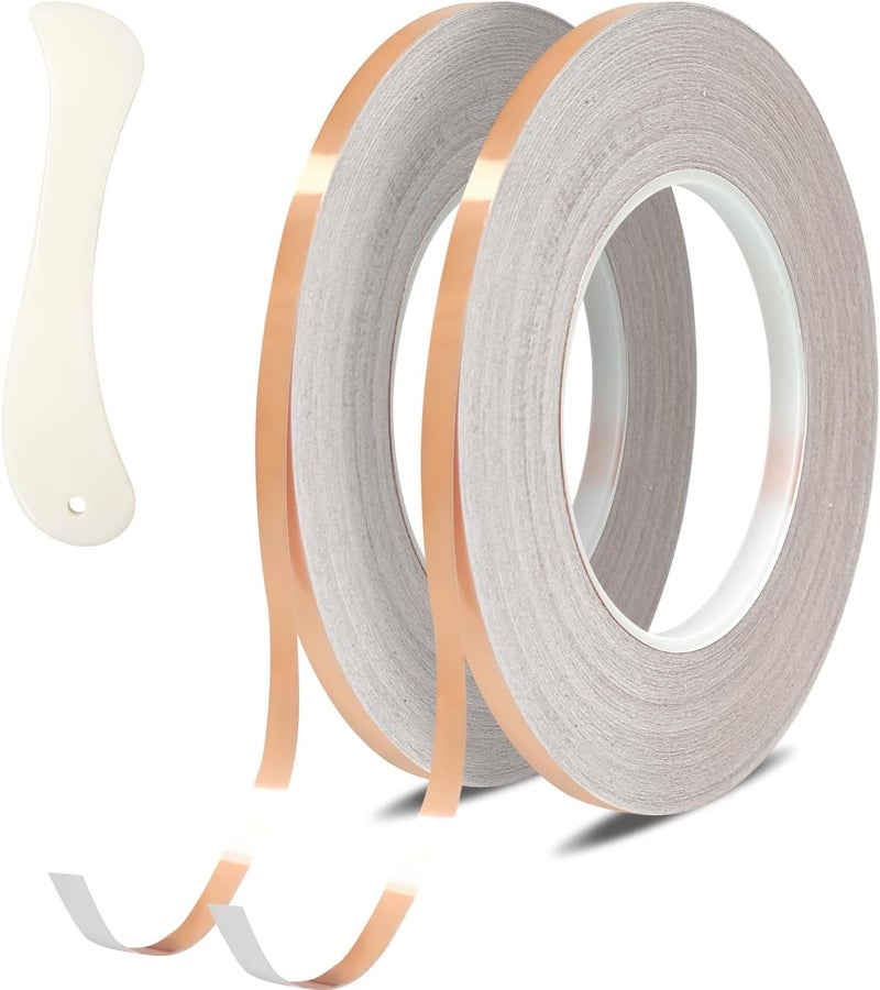 Gute Copper Foil Tape, Conductive Copper Tape 0.2Inch x164FT, Copper Tape Conductive Adhesive for Stained Glass Supplies, Guitar and EMI Shielding, Electrical Repairs,2pack - Image 1